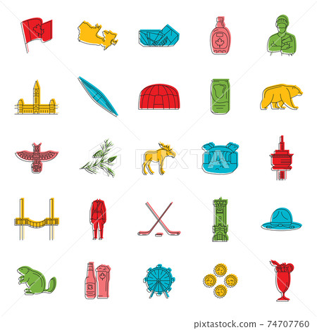 Canada icons set, doodle style 74707760