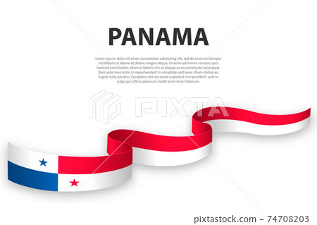 Waving ribbon or banner with flag of Panama 74708203