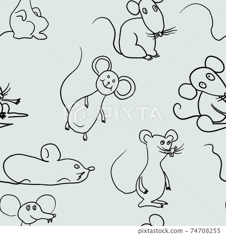 Seamless background with sketch mouse paper or background 74708255