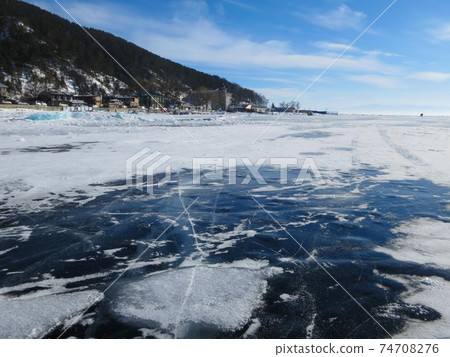 Colorful ice in winter on Lake Baikal in February Colorful ice in winter on Lake Baikal in February 74708276