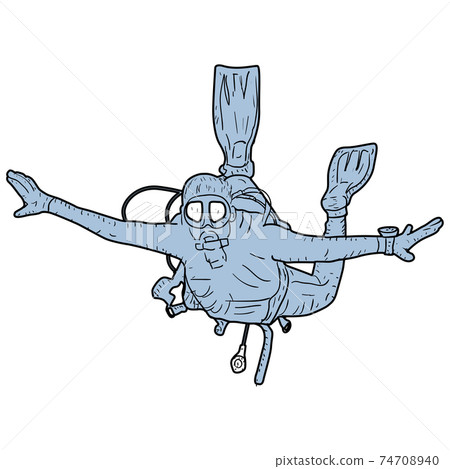 Sketch silhouette scuba divers on white background Sketch silhouette scuba divers on white background 74708940