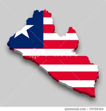 3d isometric Map of Liberia with national flag. - Stock Illustration ...