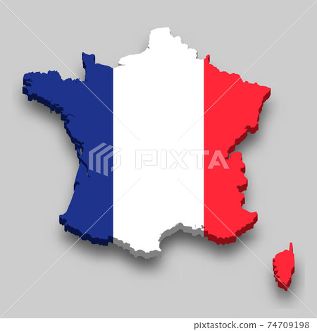 3d isometric Map of France with national flag. - Stock Illustration ...