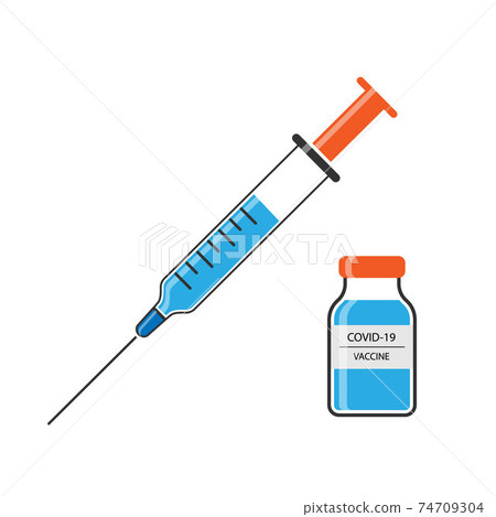Syringe with needle and vaccination vial, Vaccine injection for your design 74709304