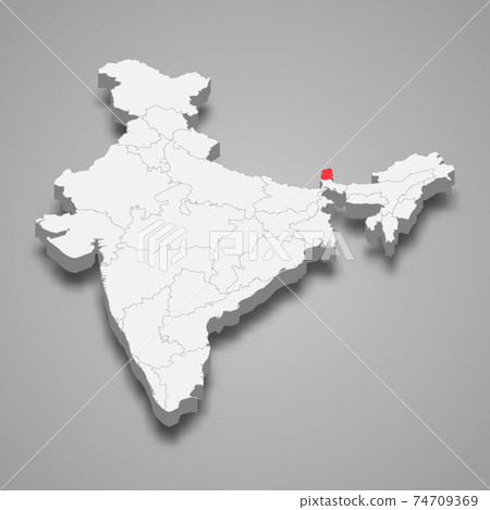 Sikkim state location within India 3d map Sikkim state location within India 3d map 74709369