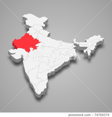 Rajasthan state location within India 3d map Rajasthan state location within India 3d map 74709374