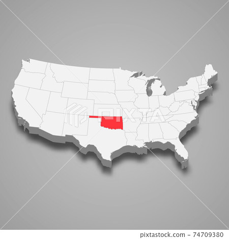 Oklahoma state location within United States 3d map Oklahoma state location within United States 3d map 74709380