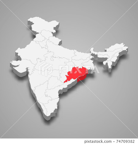 Odisha state location within India 3d map Odisha state location within India 3d map 74709382