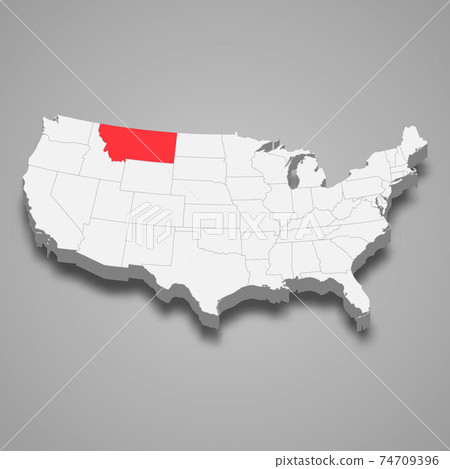 Montana state location within United States 3d map 74709396
