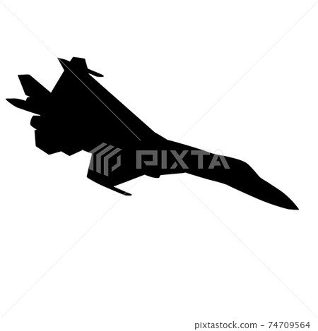 Silhouette military combat airplane on a white background Silhouette military combat airplane on a white background 74709564