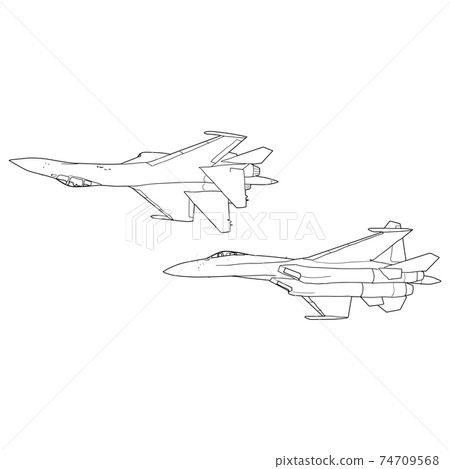 Set silhouette military combat airplane on a white background Set silhouette military combat airplane on a white background 74709568