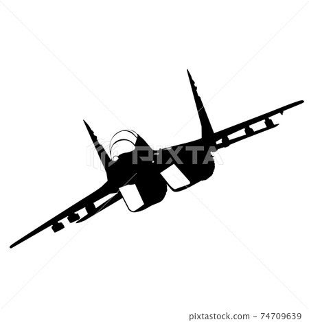 Silhouette military combat airplane on a white background Silhouette military combat airplane on a white background 74709639