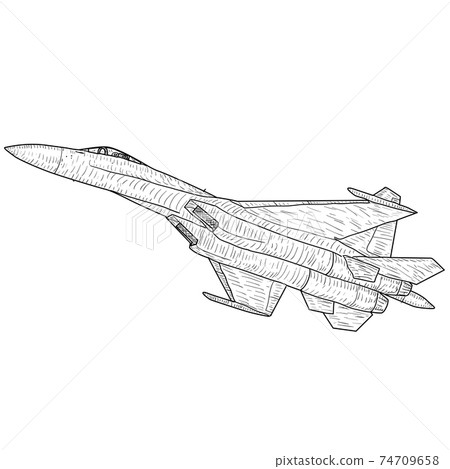 Silhouette military combat airplane on a white background Silhouette military combat airplane on a white background 74709658
