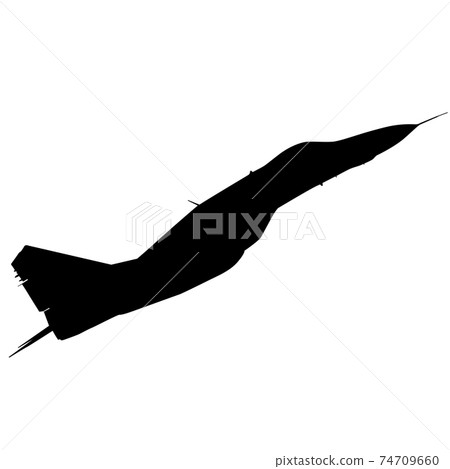 Silhouette military combat airplane on a white background 74709660