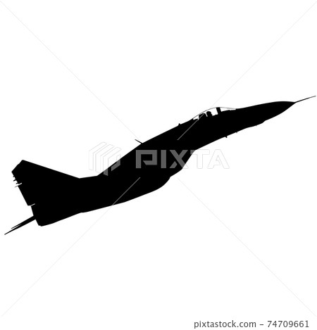 Silhouette military combat airplane on a white background Silhouette military combat airplane on a white background 74709661