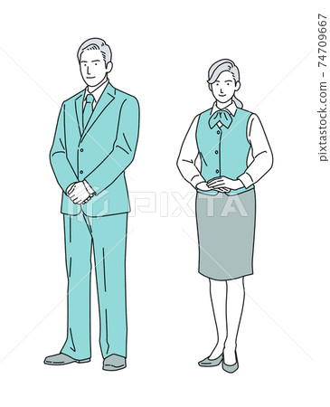 Person illustration reception desk office work simple 74709667