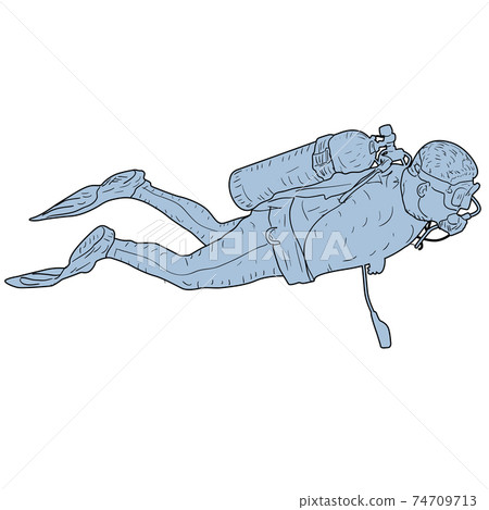 Sketch silhouette scuba divers on white background Sketch silhouette scuba divers on white background 74709713