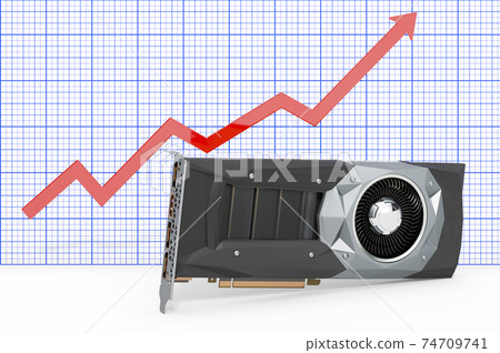 Video card GPU with growing chart. 3D rendering-插圖素材 [74709741] - PIXTA圖庫