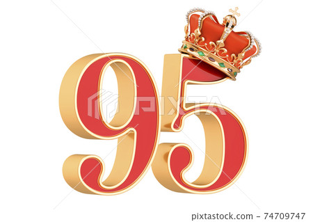 95 years of Queen concept with crown. 3D rendering 95 years of Queen concept with crown. 3D rendering 74709747
