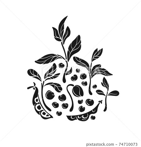 Soy set. Vector plant, grain, bean, sprout. Vegan 74710073