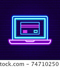 Neon Laptop with Credit Card Sign 74710250