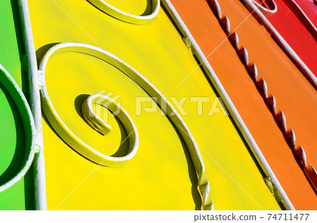 Metal texture of a piece of colored wall with a forged pattern Metal texture of a piece of colored wall with a forged pattern 74711477