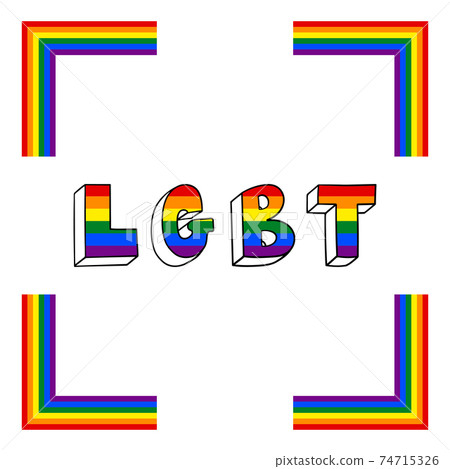 LGBT lettering. Flag LGBT, frame. Template design, vector illustration. Geometric shapes in the colors on the rainbow. Colorful symbols. Gay pride collection. Banner. LGBT lettering. Flag LGBT, frame. Template design, vector illustration. Geometric shapes in the colors on the rainbow. Colorful symbols. Gay pride collection. Banner. 74715326