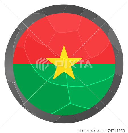 Glass light ball with flag of Burkina Faso. Round sphere, template icon. National symbol. Glossy realistic ball, 3D abstract vector illustration highlighted on a white background. Big bubble. 74715353