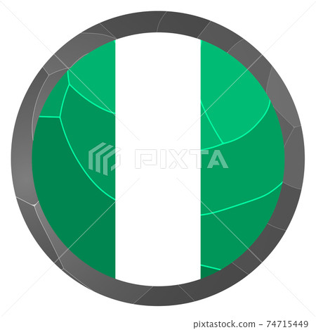 Glass light ball with flag of Nigeria. Round sphere, template icon. Nigerian national symbol. Glossy realistic ball, 3D abstract vector illustration highlighted on a white background. Big bubble. Glass light ball with flag of Nigeria. Round sphere, template icon. Nigerian national symbol. Glossy realistic ball, 3D abstract vector illustration highlighted on a white background. Big bubble. 74715449