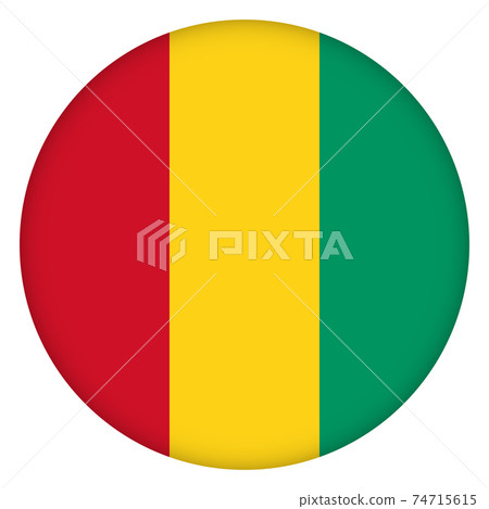 Flag of Guinea round icon, badge or button. Guinean national symbol. Template design, vector illustration. Flag of Guinea round icon, badge or button. Guinean national symbol. Template design, vector illustration. 74715615