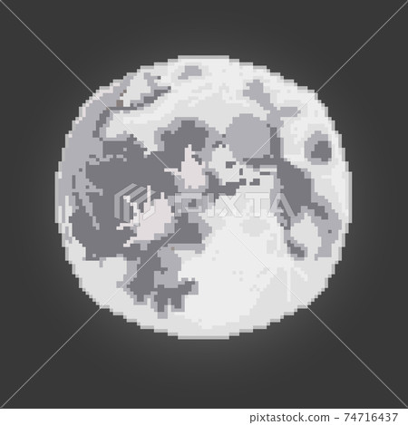 Pixel art full moon icon. - Stock Illustration [74716437] - PIXTA