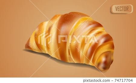 Croissant, photo realistic vector illustration. French pastries for breakfast 74717704