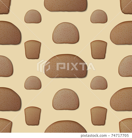 Rye bread toast pettern. Realistic vector background 74717705