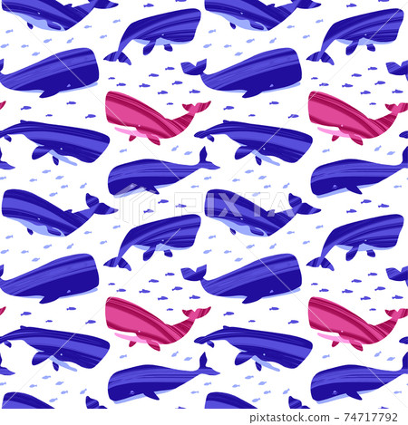Decorative vector seamless pattern with whales.... - Stock Illustration ...