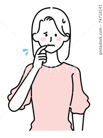 Herpes labialis female illustration 74718141