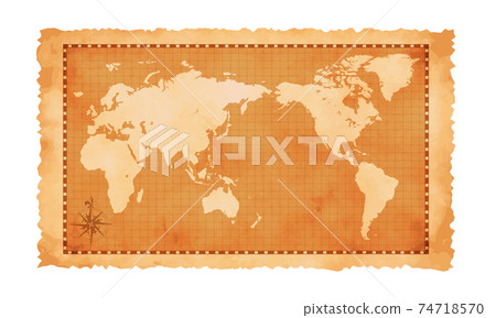 Faded tattered old map vector illustration / world map Faded tattered old map vector illustration / world map 74718570
