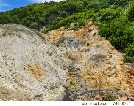 View of the Sulphur Springs Drive-in Volcano near Soufriere Saint Lucia 74718795