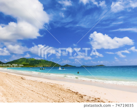 The new flyboard at Caribbean tropical beach 74719035