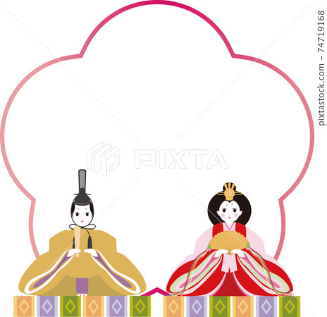 Hinamatsuri Hina娃娃3月春季複製空間框架背景可愛簡單圖 74719168