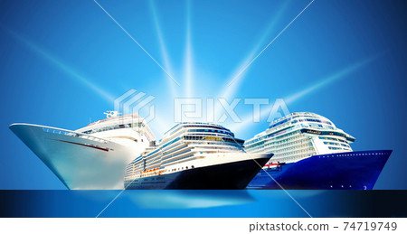 Cruise ship in open water side view 74719749