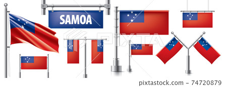 Vector set of the national flag of Samoa in various creative designs Vector set of the national flag of Samoa in various creative designs 74720879