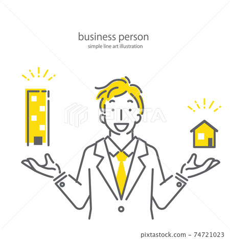 Simple and fashionable line art illustration material for young businessmen 74721023