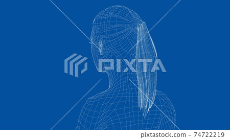 Wireframe portrait of a young beautiful girl 74722219