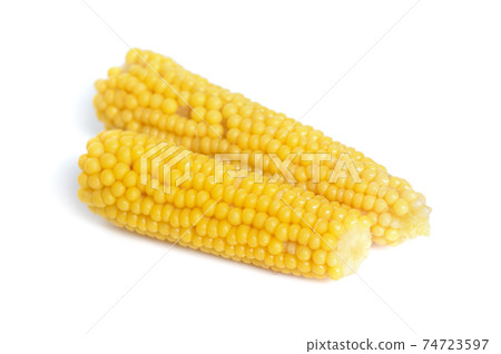 Delicious baby corn, isolated on white background. Delicious baby corn, isolated on white background. 74723597