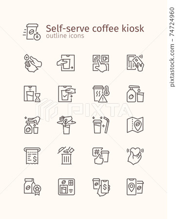 Self-serve coffee kiosk outline iconset 74724960