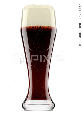 Frosty glass of fresh stout beer with bubble froth isolated on white background. Frosty glass of fresh stout beer with bubble froth isolated on white background. 74725132