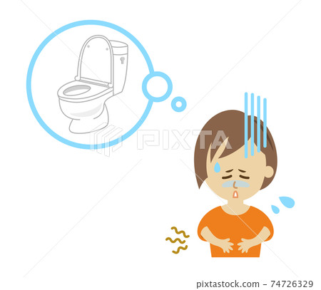 有胃痛想要去洗手間的女人的插圖圖像 有胃痛想要去洗手間的女人的插圖圖像 74726329