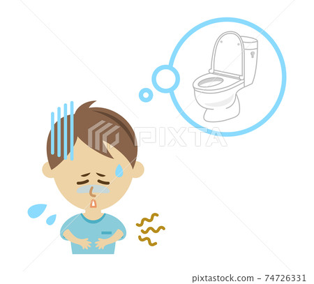 Illustration image of a boy who has a stomachache and wants to go to the bathroom Illustration image of a boy who has a stomachache and wants to go to the bathroom 74726331