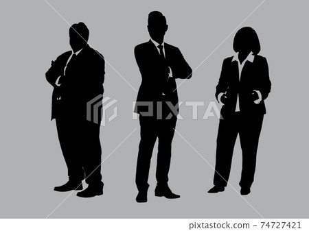 Business people group silhouettes pose on grey... - Stock Illustration ...