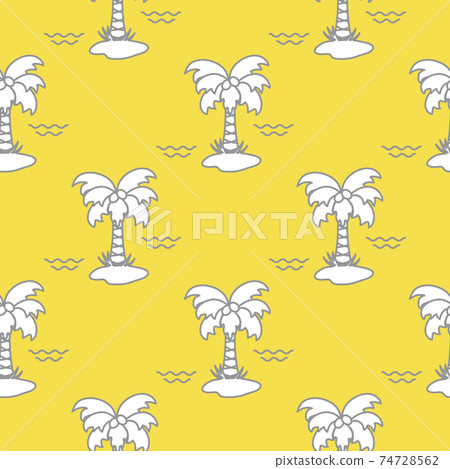 Seamless pattern with palm trees and waves. Seamless pattern with palm trees and waves. 74728562